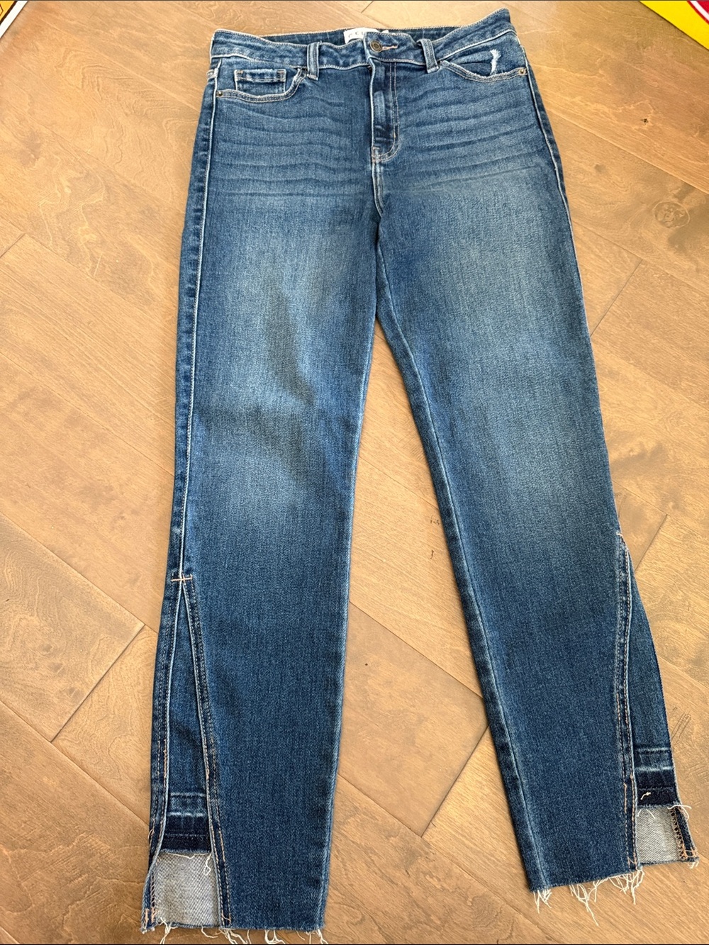 Cello Dark Blue Ankle Split-Hem Jeans